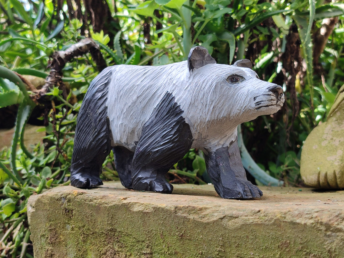 Hand Made Soapstone Panda Carving x 1 From Zimbabwe - Toprock Gemstones and Minerals 