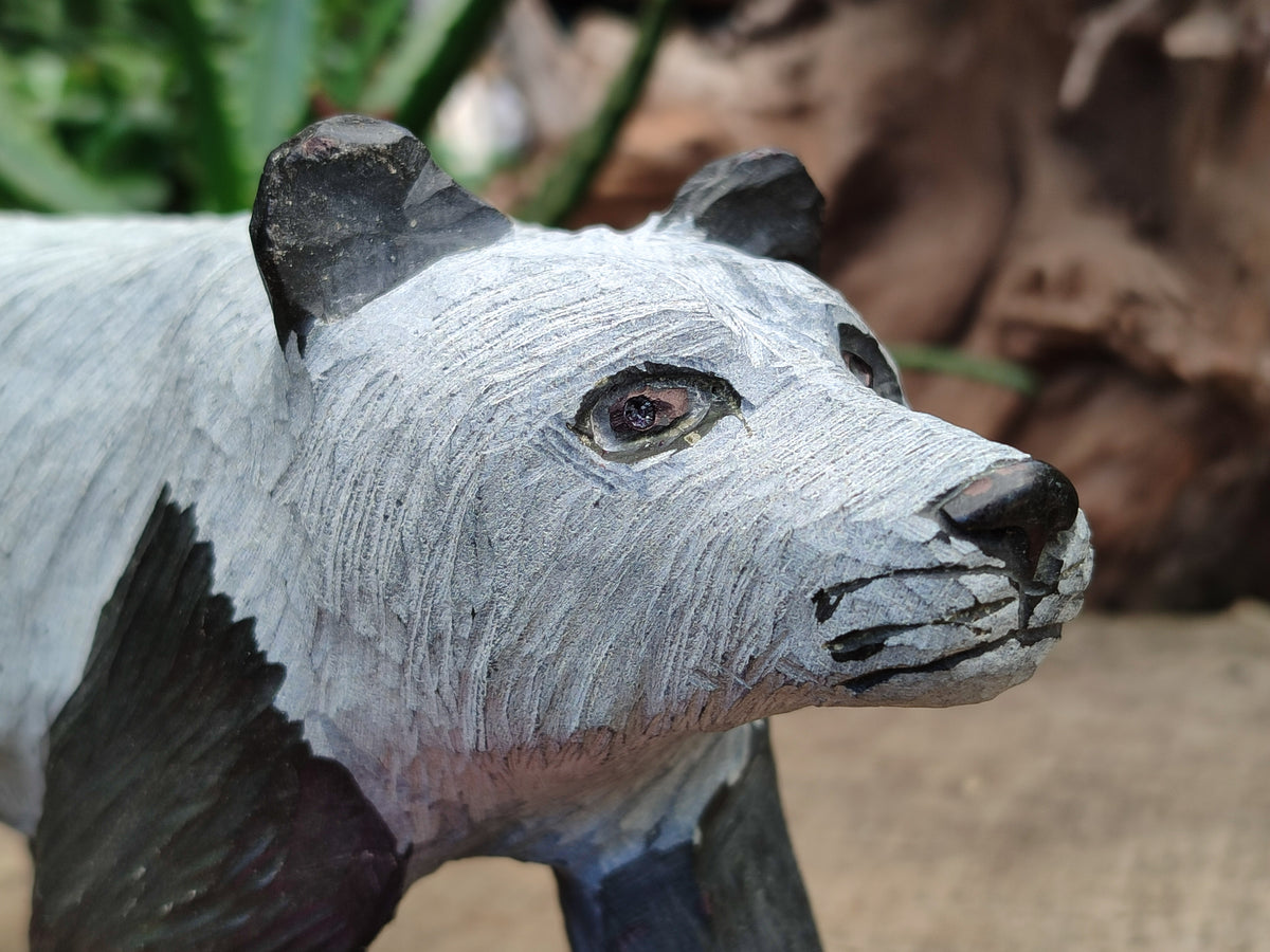 Hand Made Soapstone Panda Carving x 1 From Zimbabwe - Toprock Gemstones and Minerals 