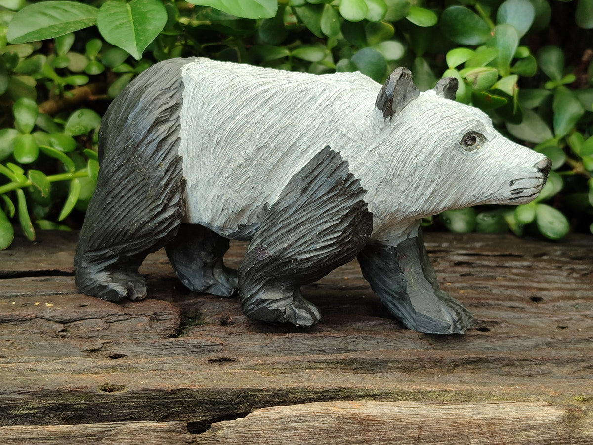 Hand Made Soapstone Panda Carving x 1 From Zimbabwe - Toprock Gemstones and Minerals 