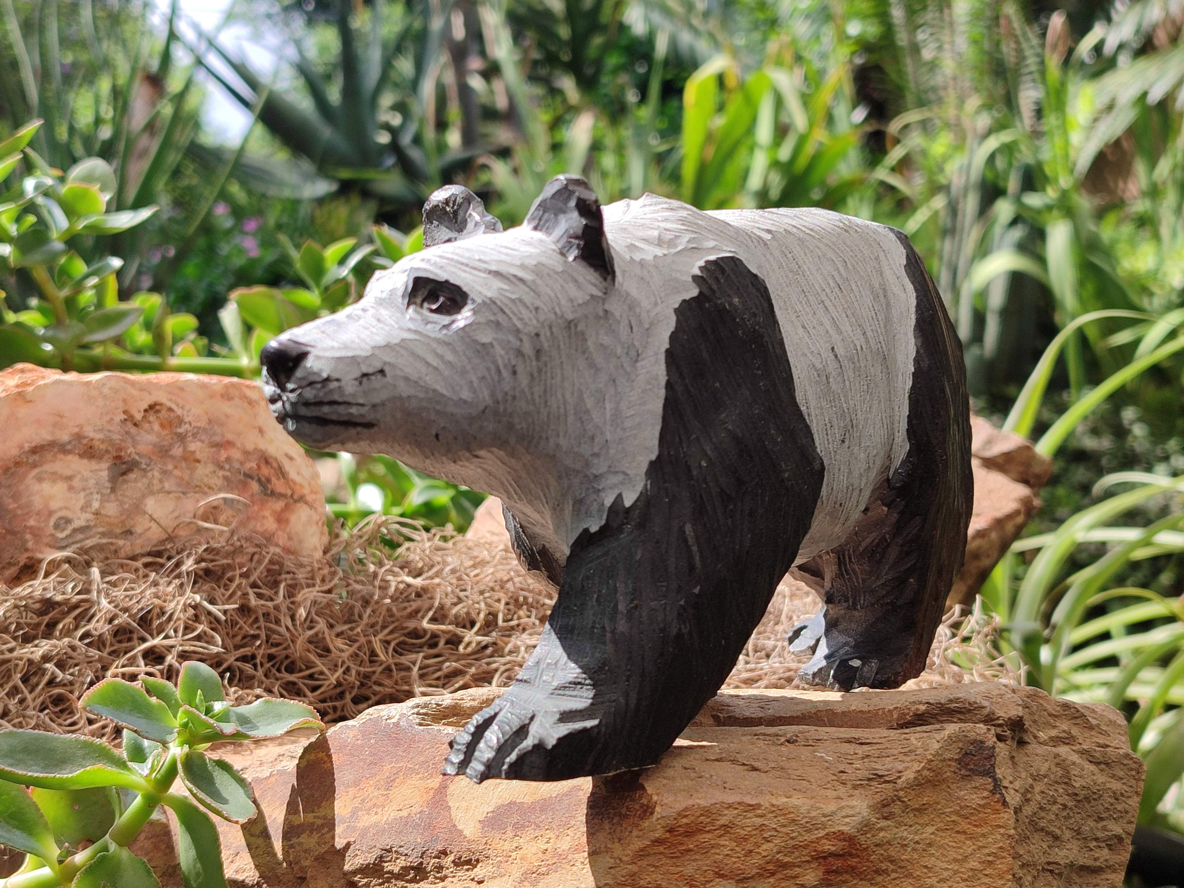 Hand Made Soapstone Panda Carving x 1 From Zimbabwe - Toprock Gemstones and Minerals 