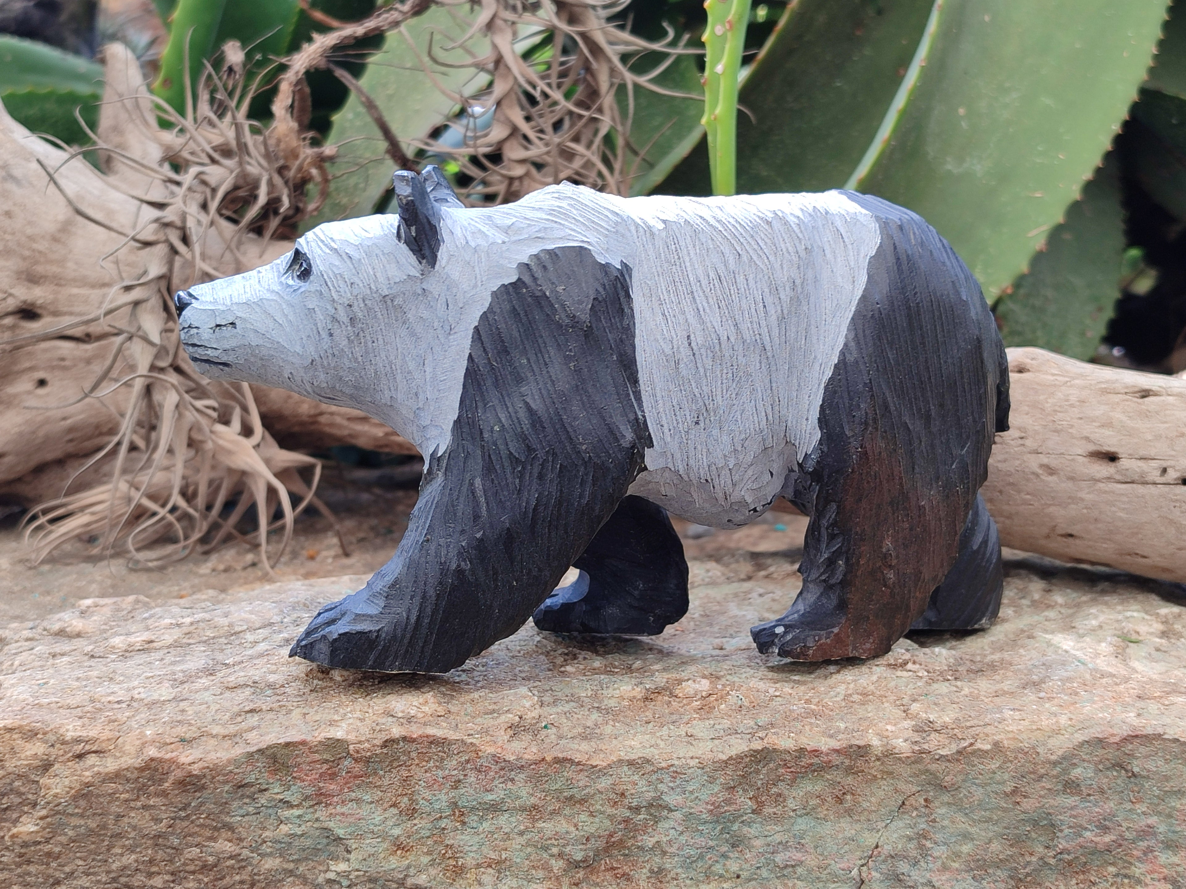 Hand Made Soapstone Panda Carving x 1 From Zimbabwe - Toprock Gemstones and Minerals 