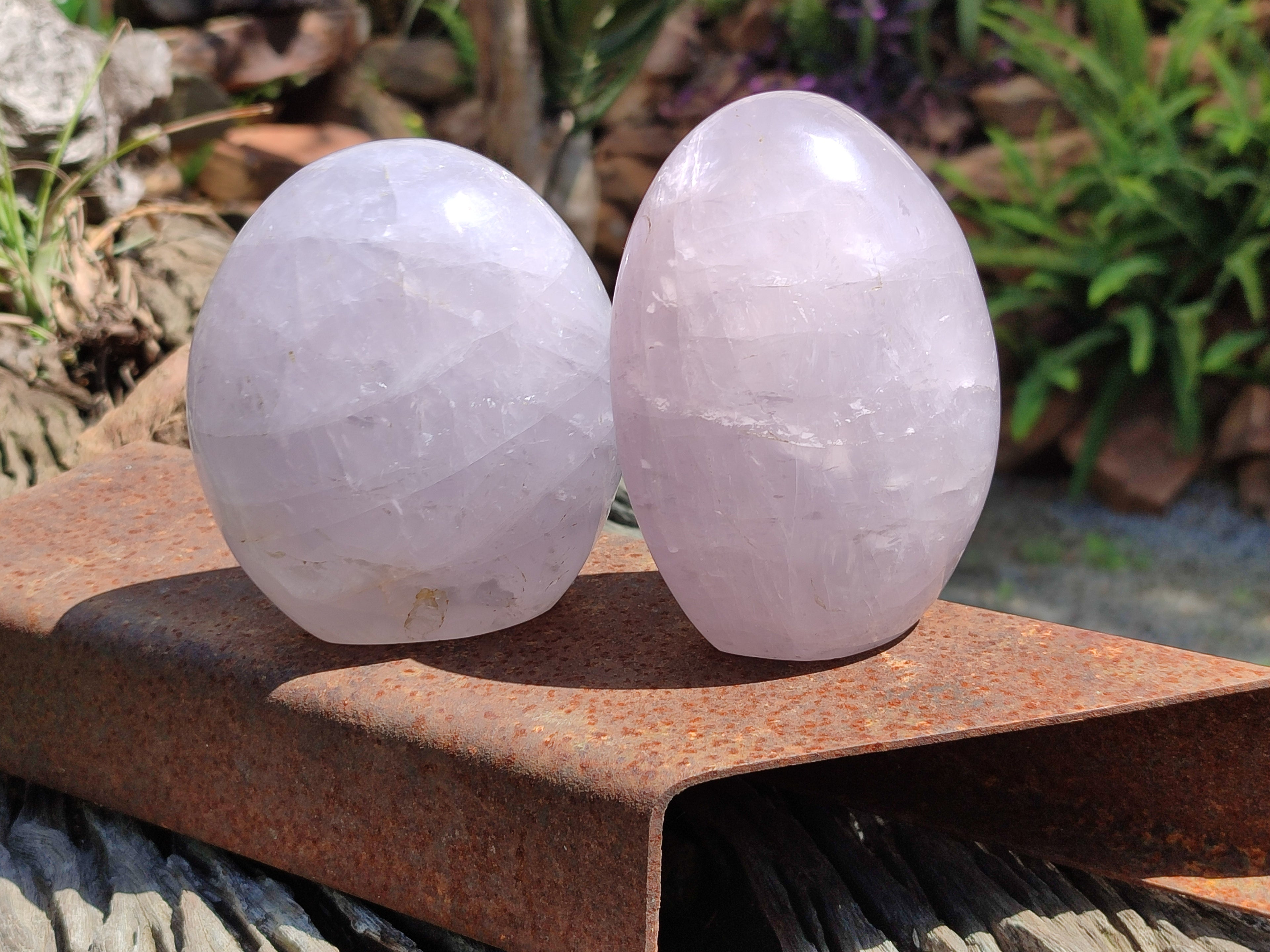 Polished Lavender Rose Quartz Standing Free Forms x 2 From Ambatondrazaka, Madagascar - Toprock Gemstones and Minerals 