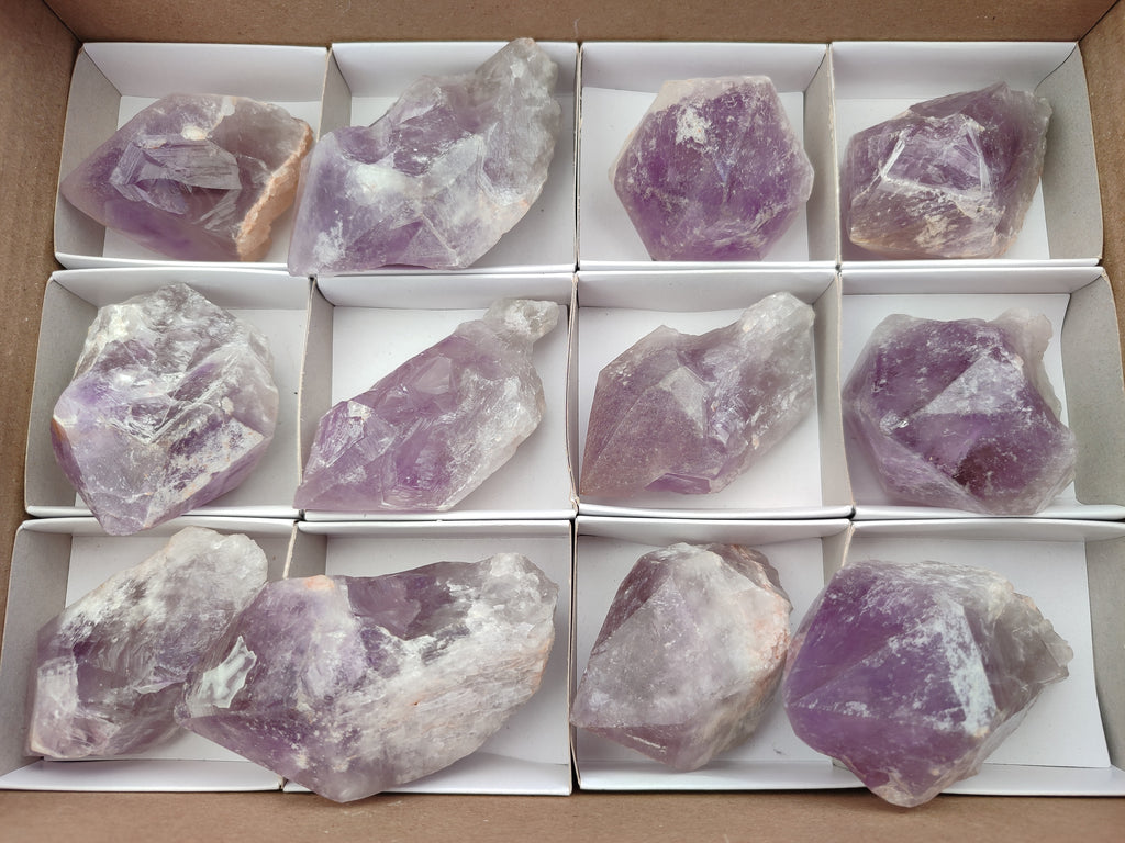 Natural Jacaranda Amethyst Quartz Crystals x 12 From Mumbwa, Zambia - Toprock Gemstones and Minerals 