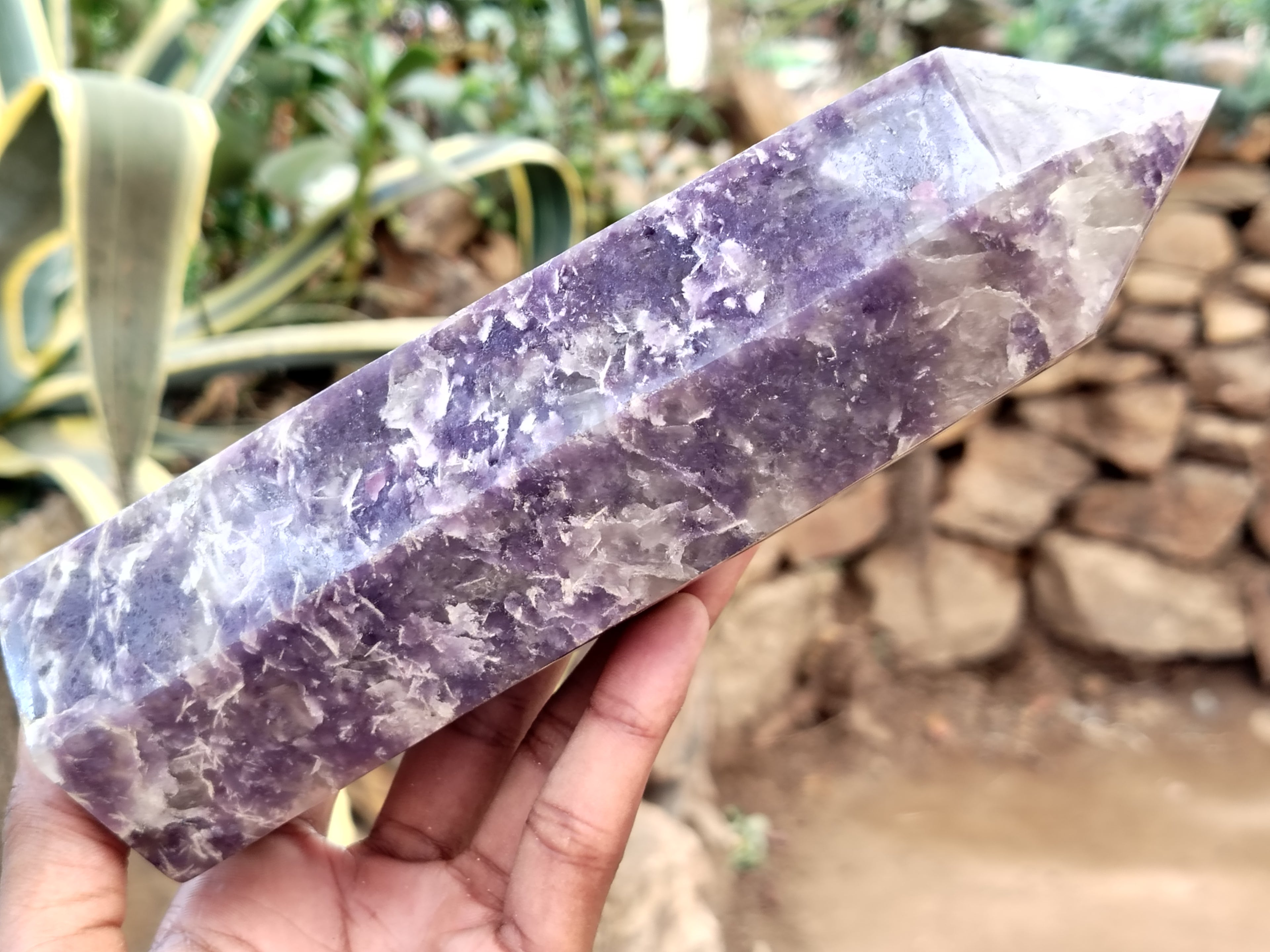 Polished Lepidolite with Pink Rubellite Points x 2 From Ambatondrazaka, Madagascar - Toprock Gemstones and Minerals 