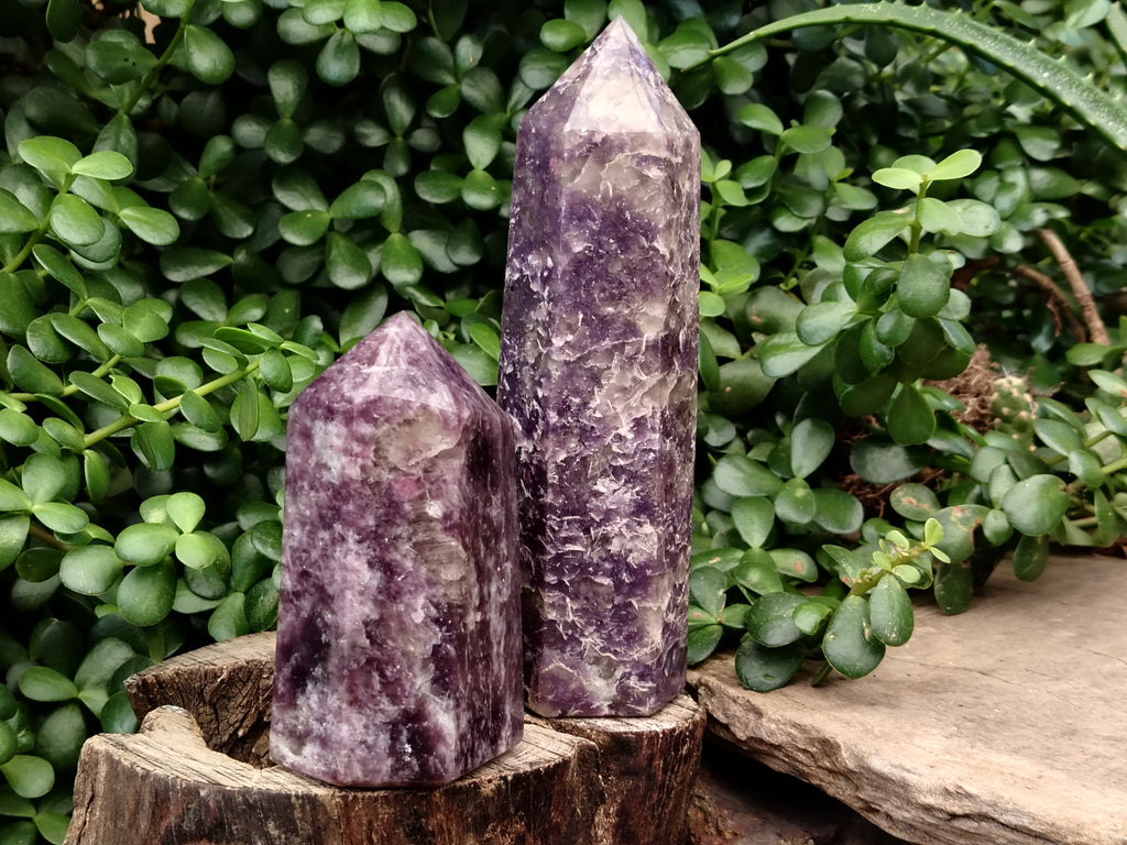 Polished Lepidolite with Pink Rubellite Points x 2 From Ambatondrazaka, Madagascar - Toprock Gemstones and Minerals 