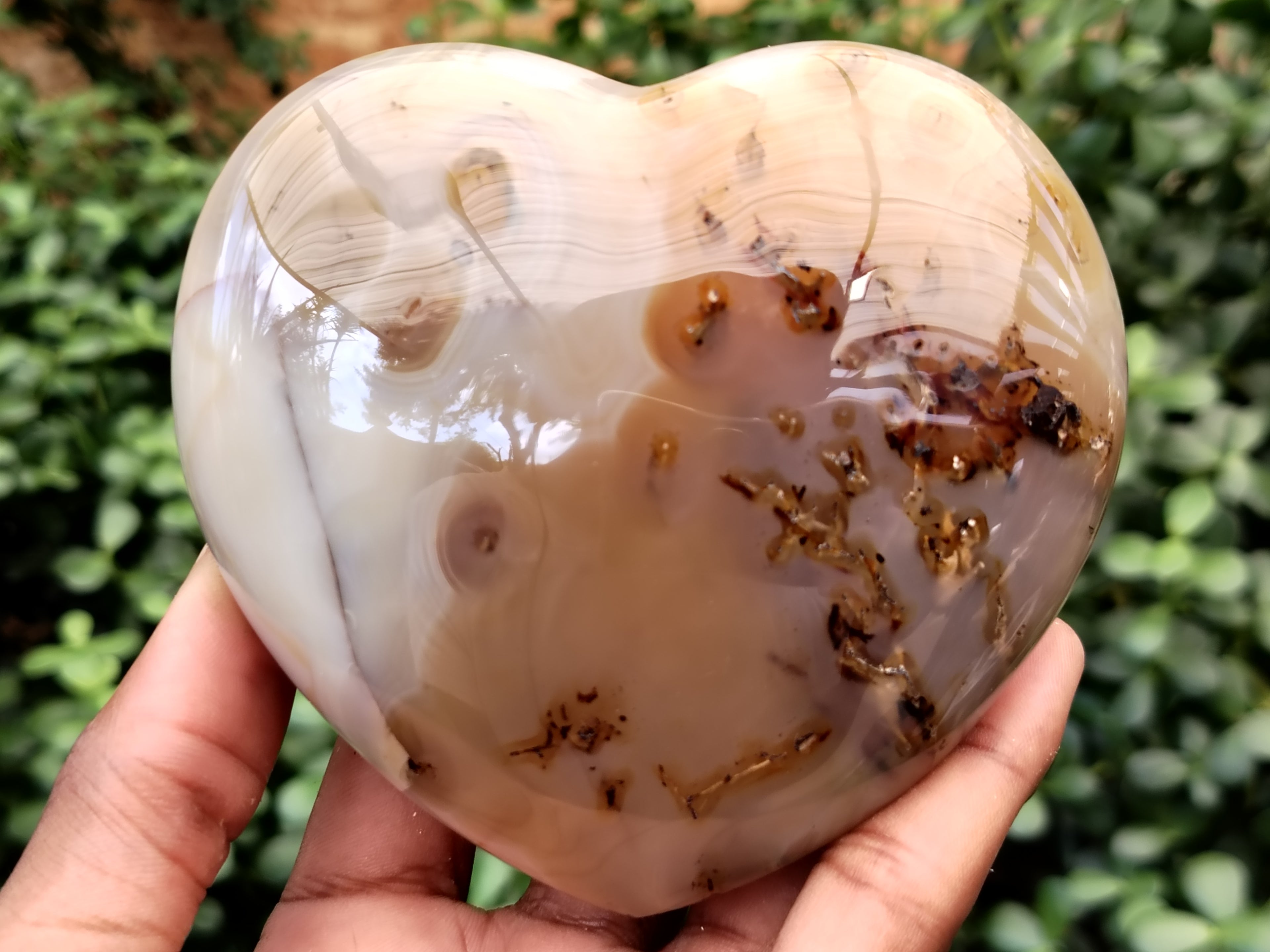 Polished Banded Agate Gemstone Hearts x 3 From Madagascar - Toprock Gemstones and Minerals 