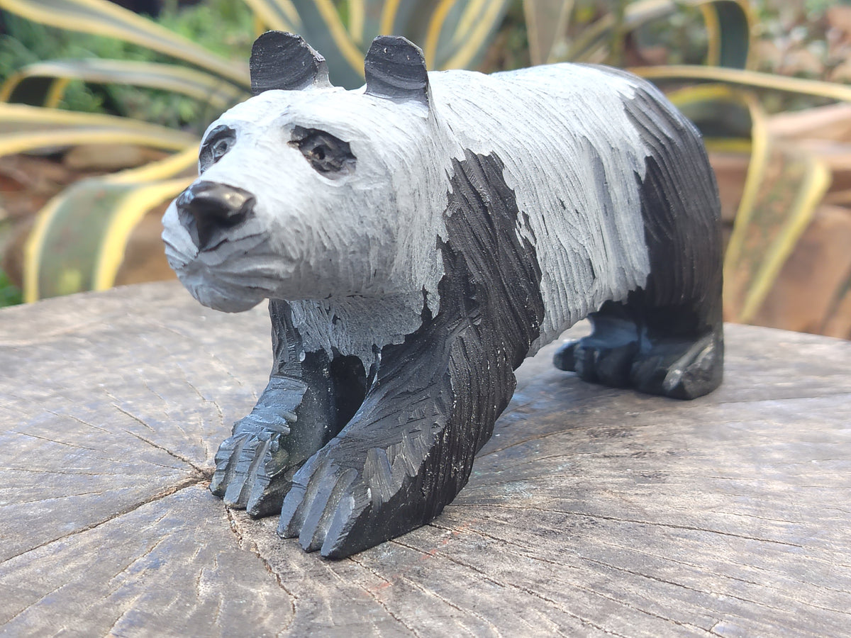 Hand Made Soapstone Panda Carving x 1 From Zimbabwe - Toprock Gemstones and Minerals 