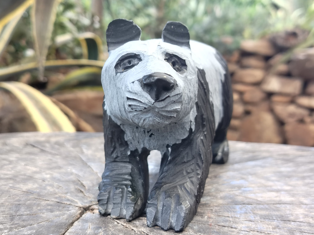 Hand Made Soapstone Panda Carving x 1 From Zimbabwe - Toprock Gemstones and Minerals 
