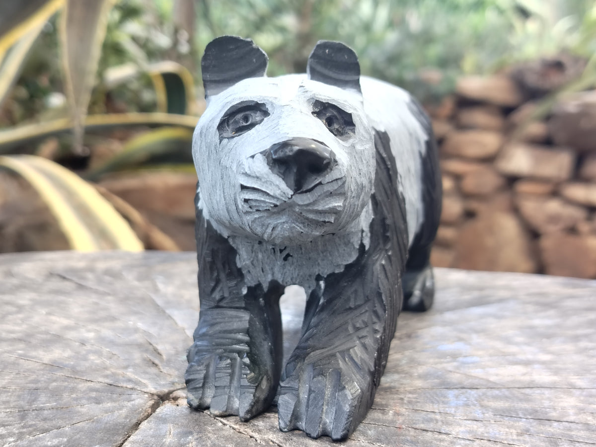 Hand Made Soapstone Panda Carving x 1 From Zimbabwe - Toprock Gemstones and Minerals 