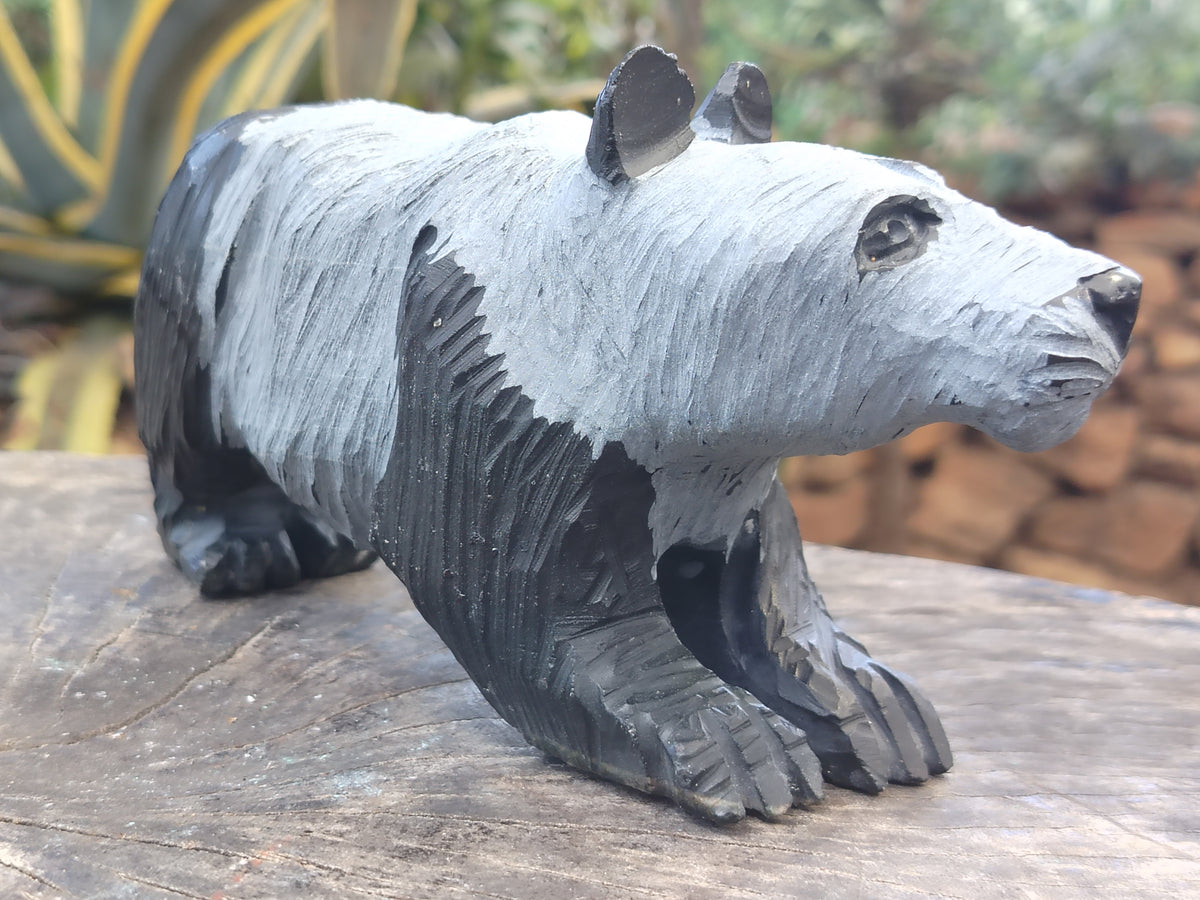 Hand Made Soapstone Panda Carving x 1 From Zimbabwe - Toprock Gemstones and Minerals 