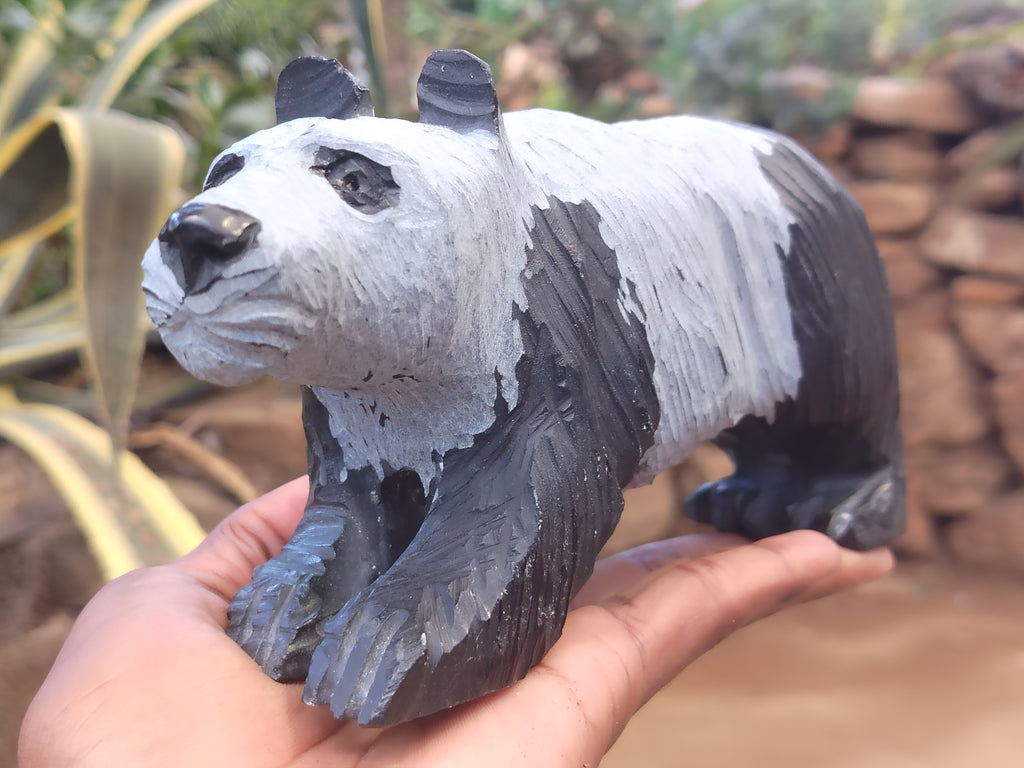 Hand Made Soapstone Panda Carving x 1 From Zimbabwe - Toprock Gemstones and Minerals 