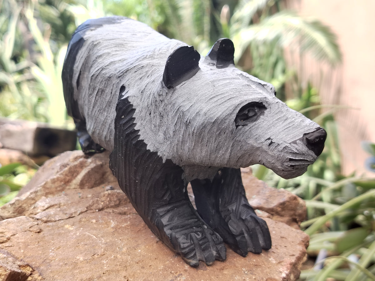 Hand Made Soapstone Panda Carving x 1 From Zimbabwe - Toprock Gemstones and Minerals 