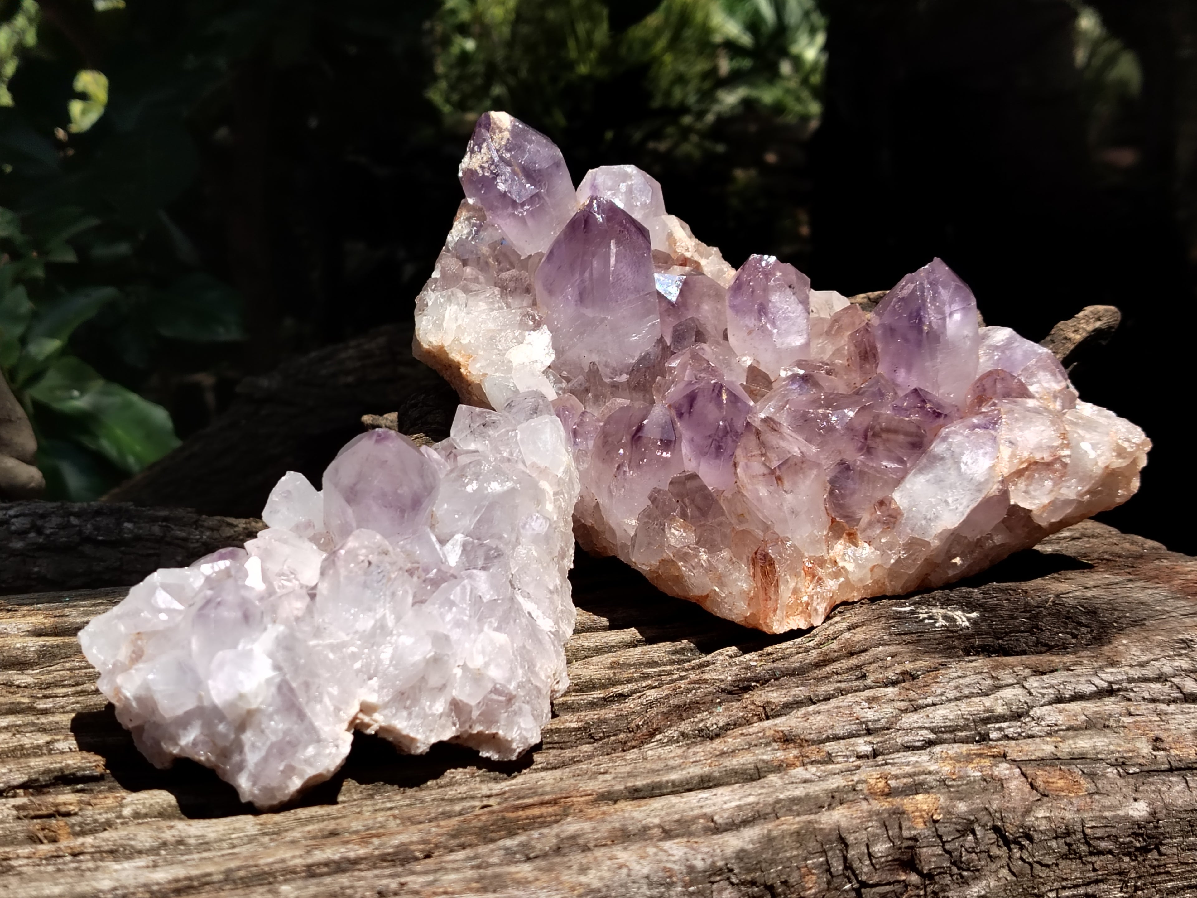 Natural Jacaranda Amethyst Quartz Clusters x 2 From Mumbwa, Zambia - Toprock Gemstones and Minerals 