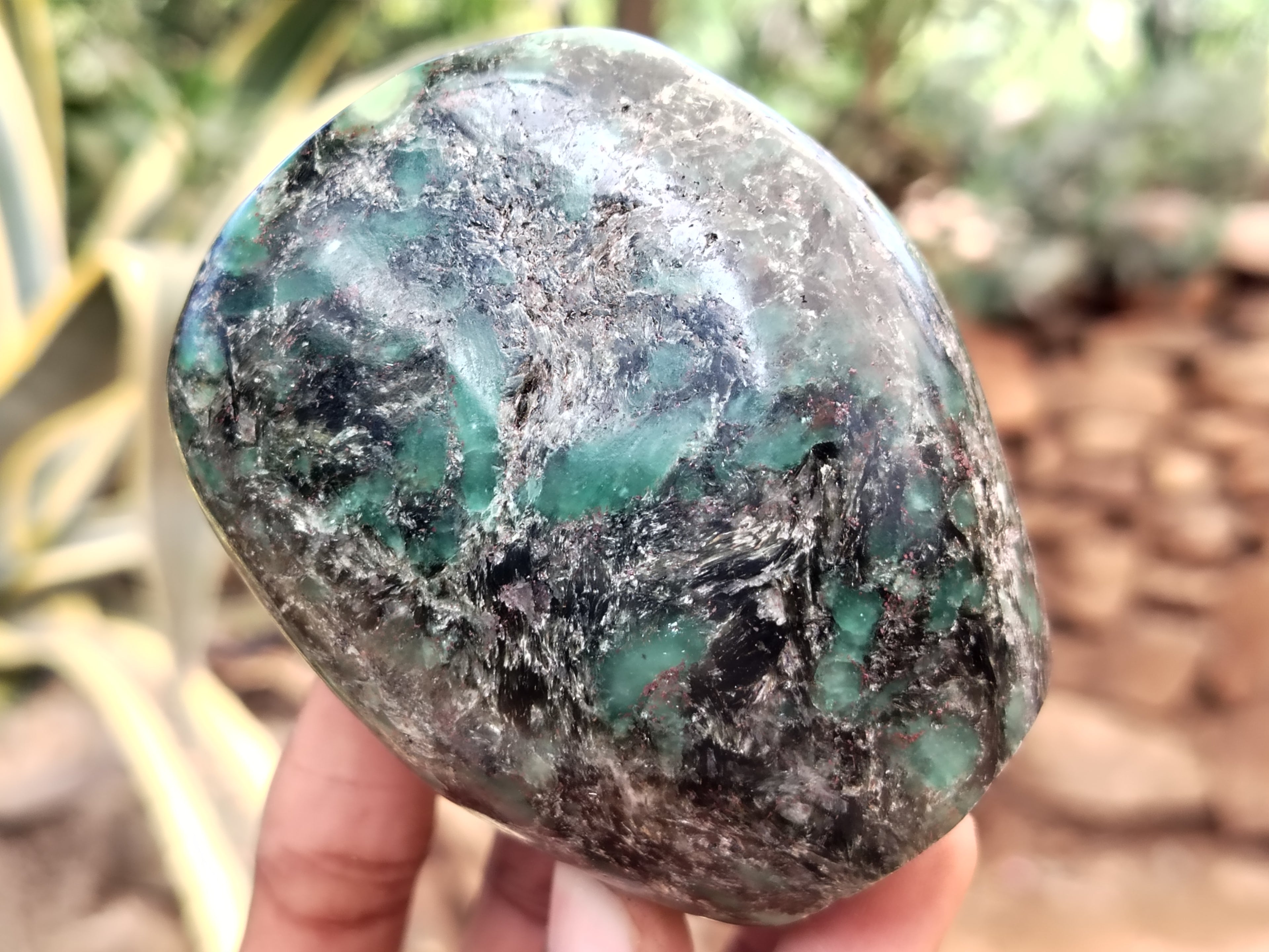 Polished Emerald Mica In Matrix Standing Free Forms x 4 From Mutoko, Zimbabwe - Toprock Gemstones and Minerals 