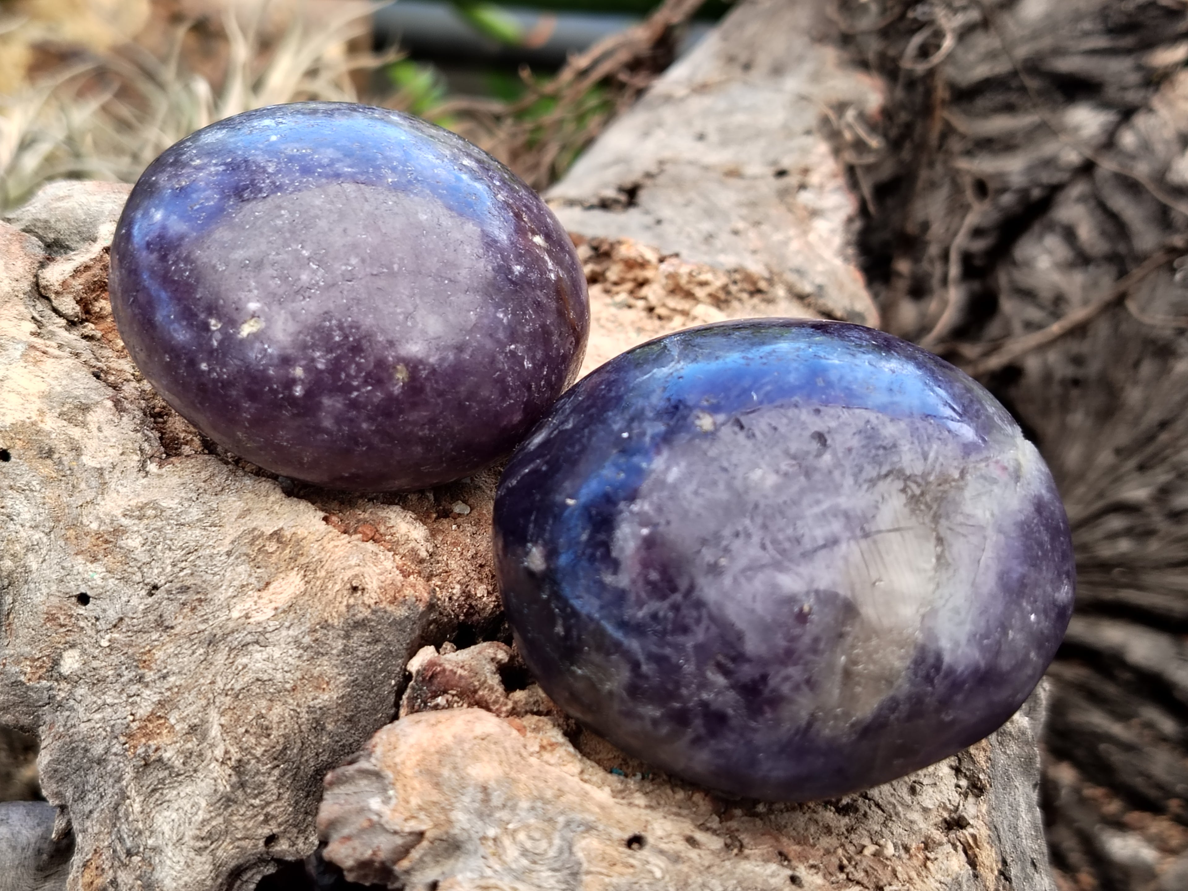 Polished Lepidolite with Pink Rubellite Palm Stones x 24 From Ambatondrazaka, Madagascar - Toprock Gemstones and Minerals 