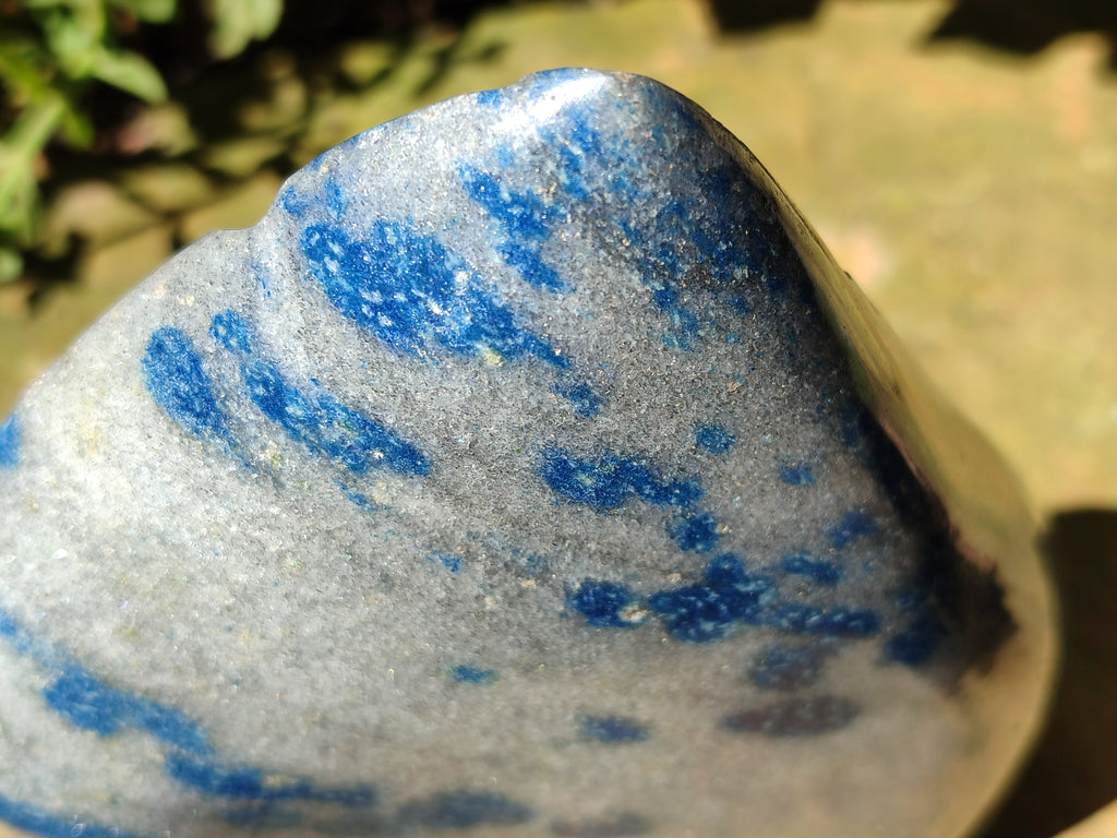Polished Blue Spinel Spotted Quartz Leaf Sculpture x 1 From Madagascar - Toprock Gemstones and Minerals 