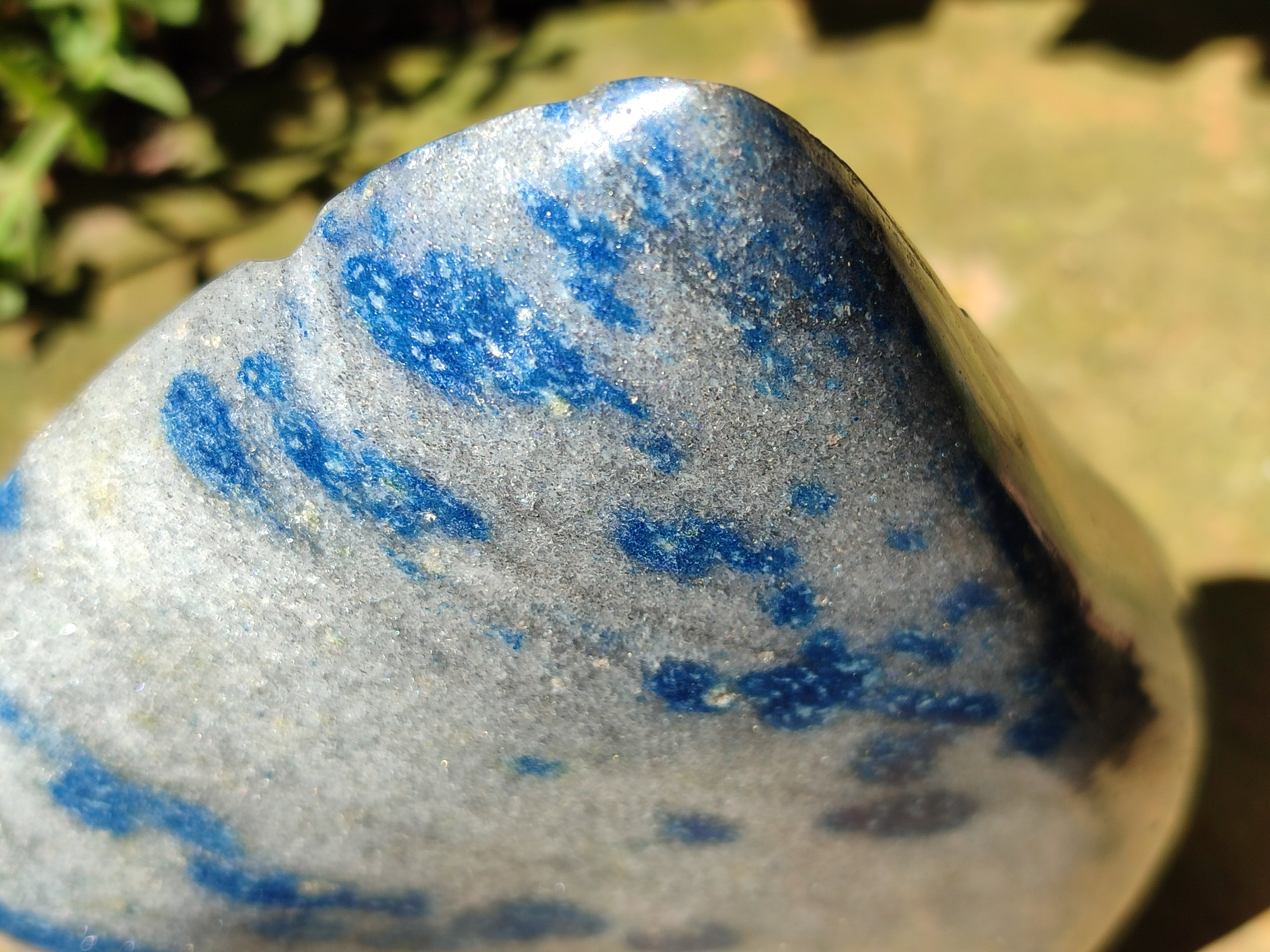 Polished Blue Spinel Spotted Quartz Leaf Sculpture x 1 From Madagascar - Toprock Gemstones and Minerals 