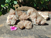Natural Smokey Phantom Quartz Clusters x 6 From Luena, Congo - Toprock Gemstones and Minerals 