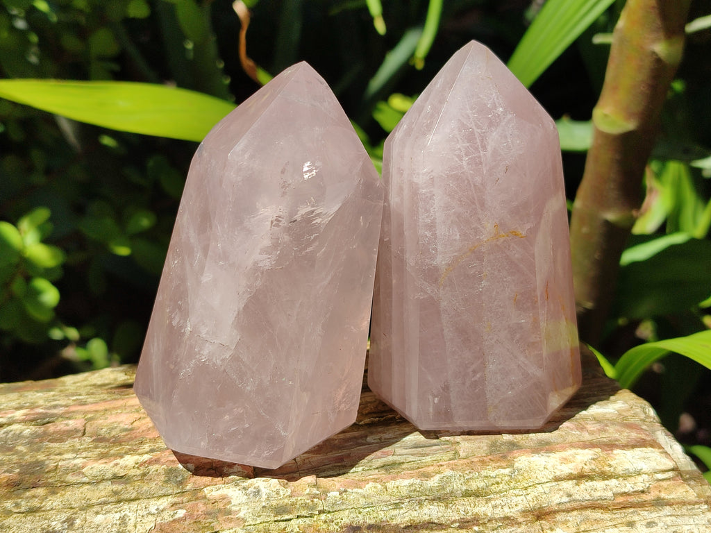 Polished Rose Quartz Crystal Points x 6 From Ambatondrazaka, Madagascar - Toprock Gemstones and Minerals 