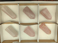 Polished Rose Quartz Crystal Points x 6 From Ambatondrazaka, Madagascar