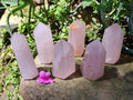 Polished Rose Quartz Crystal Points x 6 From Ambatondrazaka, Madagascar - Toprock Gemstones and Minerals 