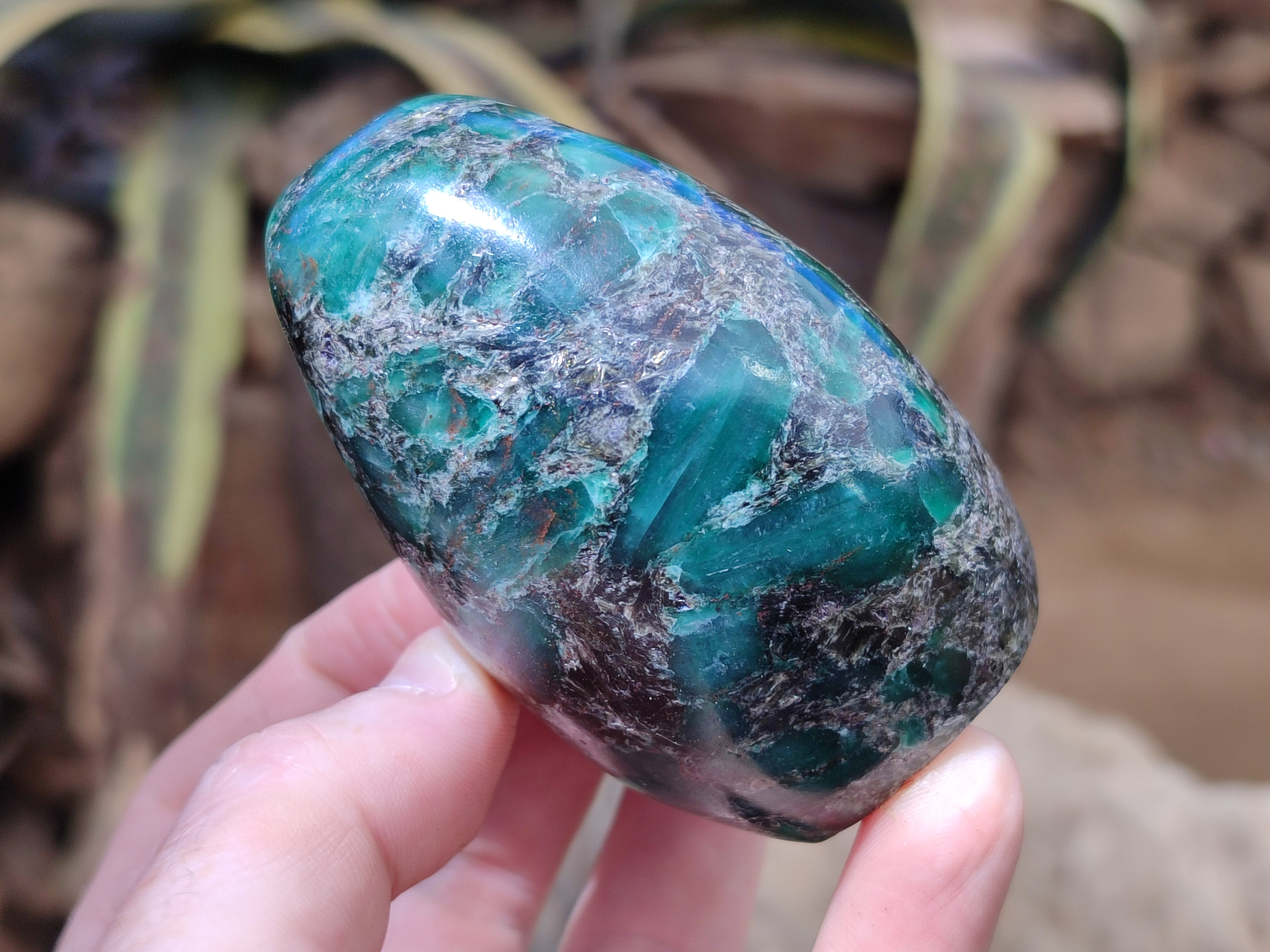 Polished Emerald Mica In Matrix Standing Free Forms x 4 From Mutoko, Zimbabwe - Toprock Gemstones and Minerals 