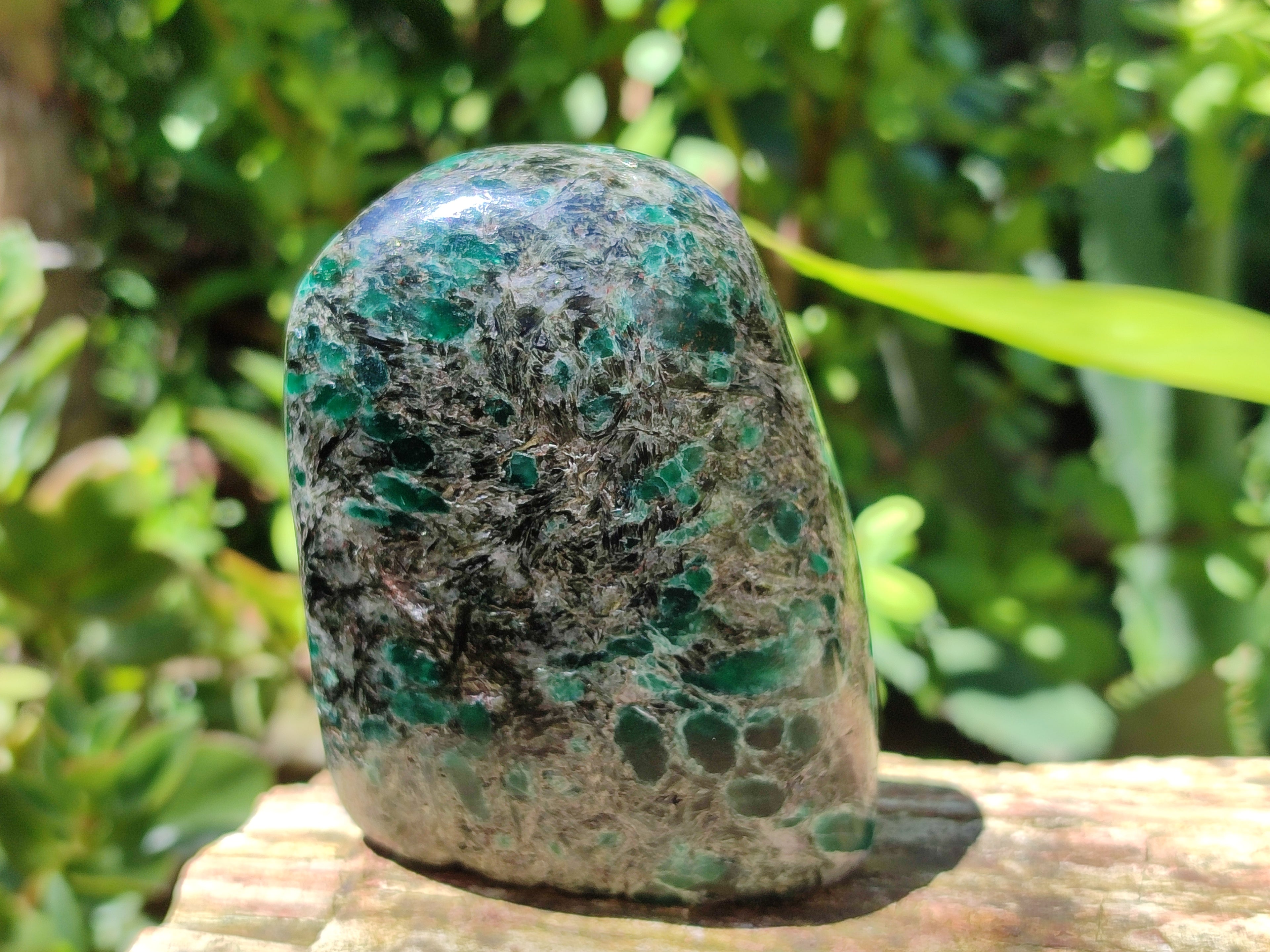Polished Emerald Mica In Matrix Standing Free Forms x 4 From Mutoko, Zimbabwe - Toprock Gemstones and Minerals 