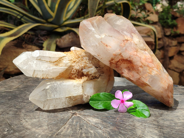 Natural Hematoid Madagascar Quartz Clusters x 2 from Madagascar - Toprock Gemstones and Minerals 