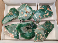 Polished On One Side Emerald Mtorolite Plates x 6 From Mutorashanga, Zimbabwe