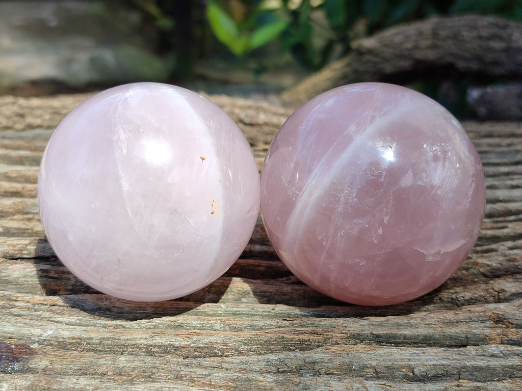 Polished Rose Quartz Spheres x 3 From Ambatondrazaka, Madagascar - Toprock Gemstones and Minerals 