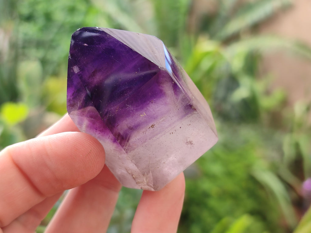 Polished Smokey Window Amethyst Quartz Crystals x 7 From Akansobe, Madagascar - Toprock Gemstones and Minerals 