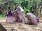 Polished Smokey Window Amethyst Quartz Crystals x 7 From Akansobe, Madagascar - Toprock Gemstones and Minerals 