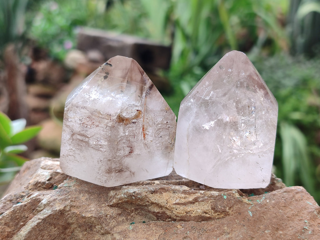 Polished Smokey Window Amethyst Quartz Crystals x 7 From Akansobe, Madagascar - Toprock Gemstones and Minerals 