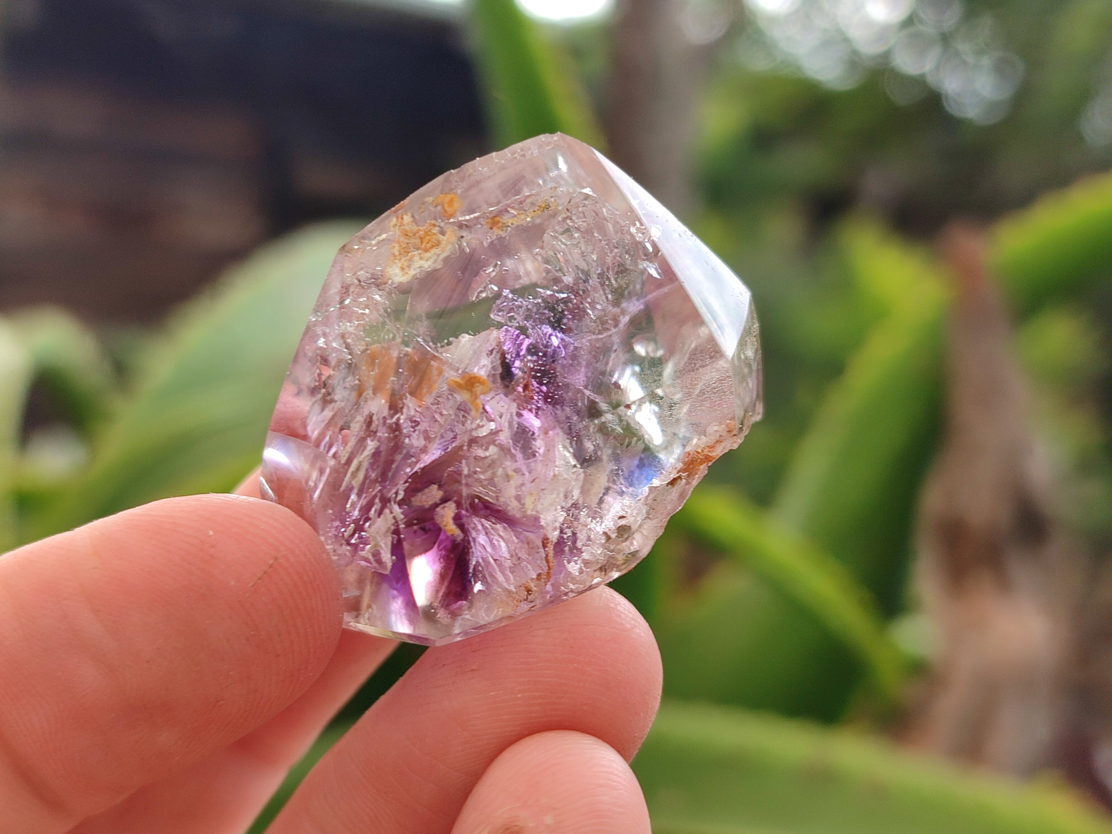 Polished Smokey Window Amethyst Quartz Crystals x 7 From Akansobe, Madagascar - Toprock Gemstones and Minerals 