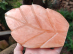 Polished Orange Twist Calcite Leaf Carving Standing Free Forms x 2 From Madagascar - Toprock Gemstones and Minerals 