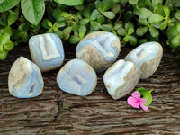 Polished Blue Lace Agate Geodes x 6 From Nsanje, Malawi