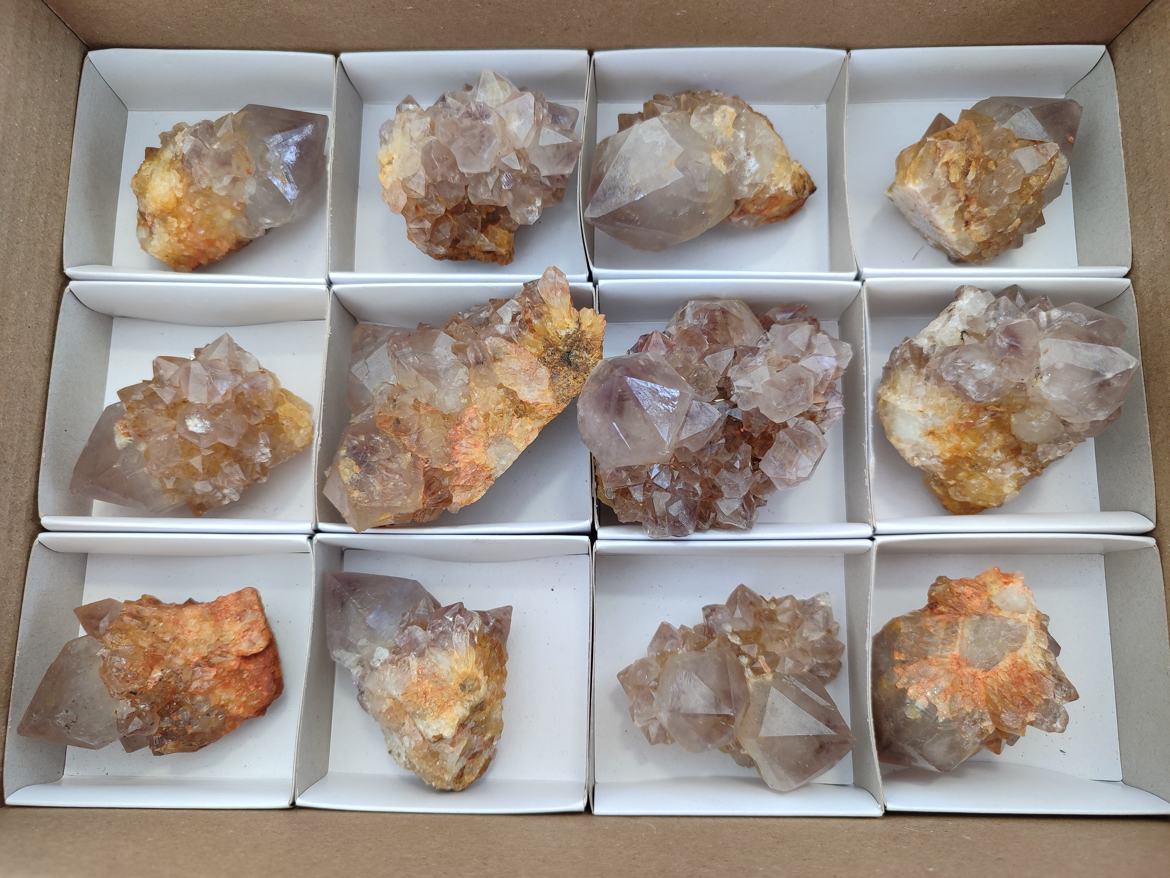 Natural Smokey Amethyst Spirit Quartz Clusters x 12 From Boekenhouthoek, South Africa - Toprock Gemstones and Minerals 