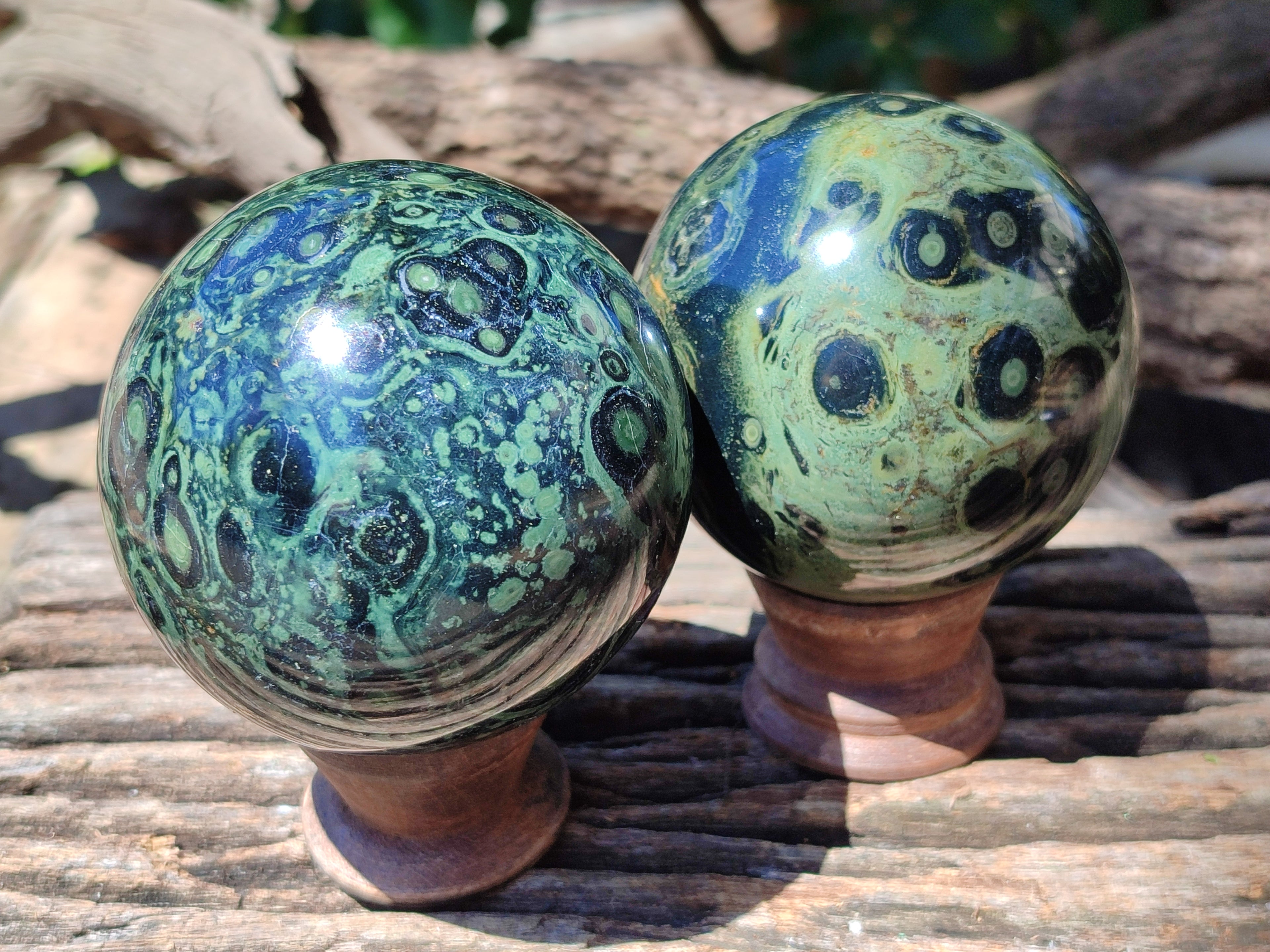 Polished Stromatolite Jasper Spheres x 3 From Katsepy, Madagascar - Toprock Gemstones and Minerals 