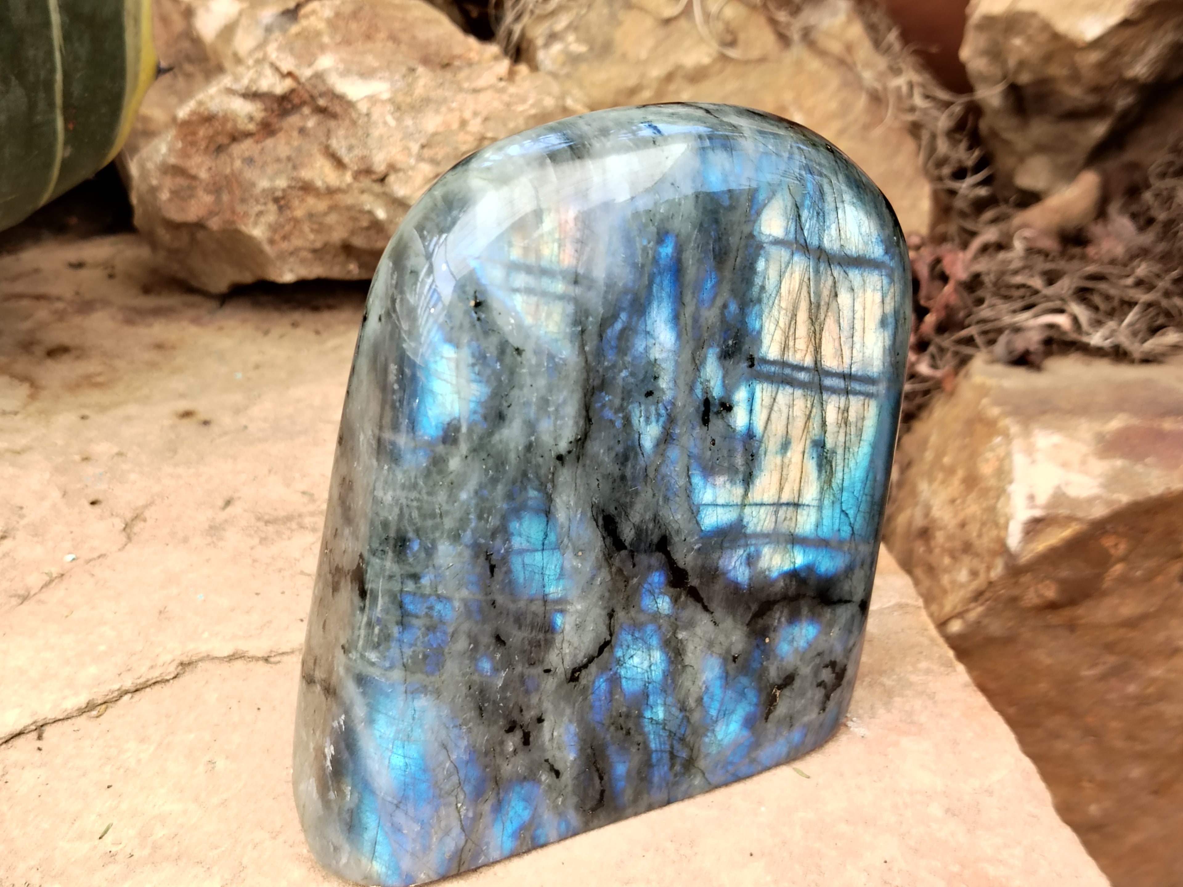Polished Labradorite Standing Free Forms x 2 From Tulear, Madagascar - Toprock Gemstones and Minerals 