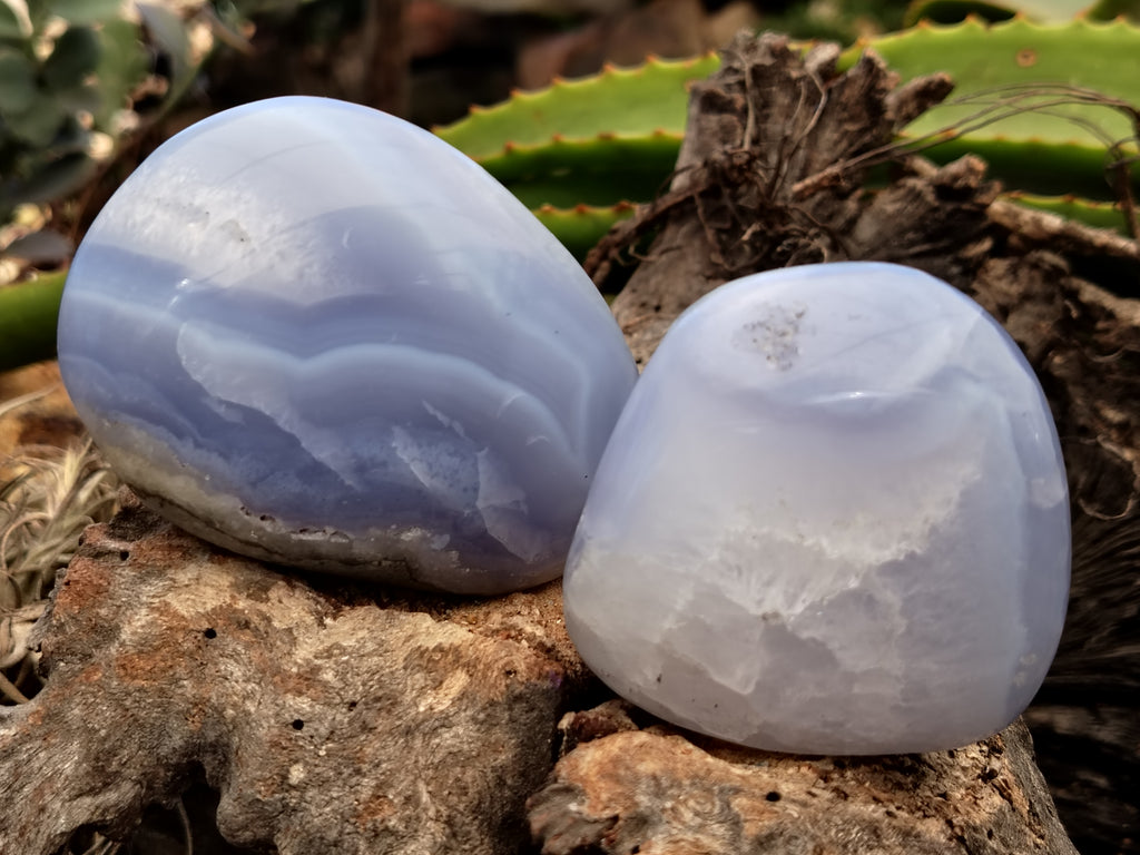 Polished Blue Lace Agate Geodes x 12 From Nsanje, Malawi - Toprock Gemstones and Minerals 