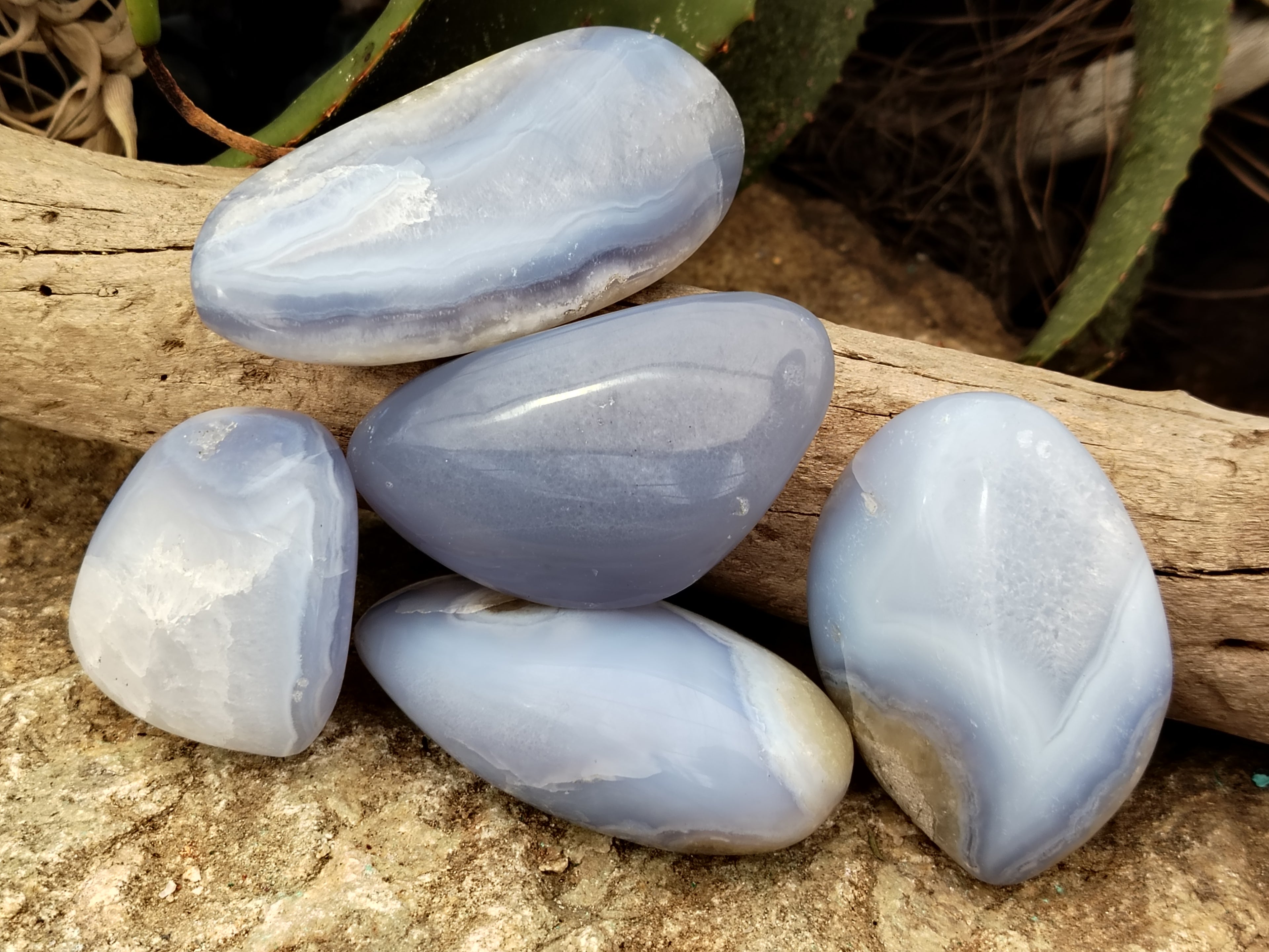 Polished Blue Lace Agate Geodes x 12 From Nsanje, Malawi - Toprock Gemstones and Minerals 