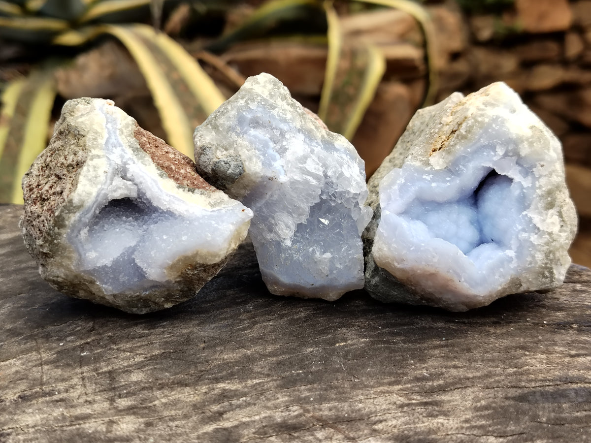 Natural Blue Lace Agate Geode Specimens x 12 From Nsanje, Malawi - Toprock Gemstones and Minerals 