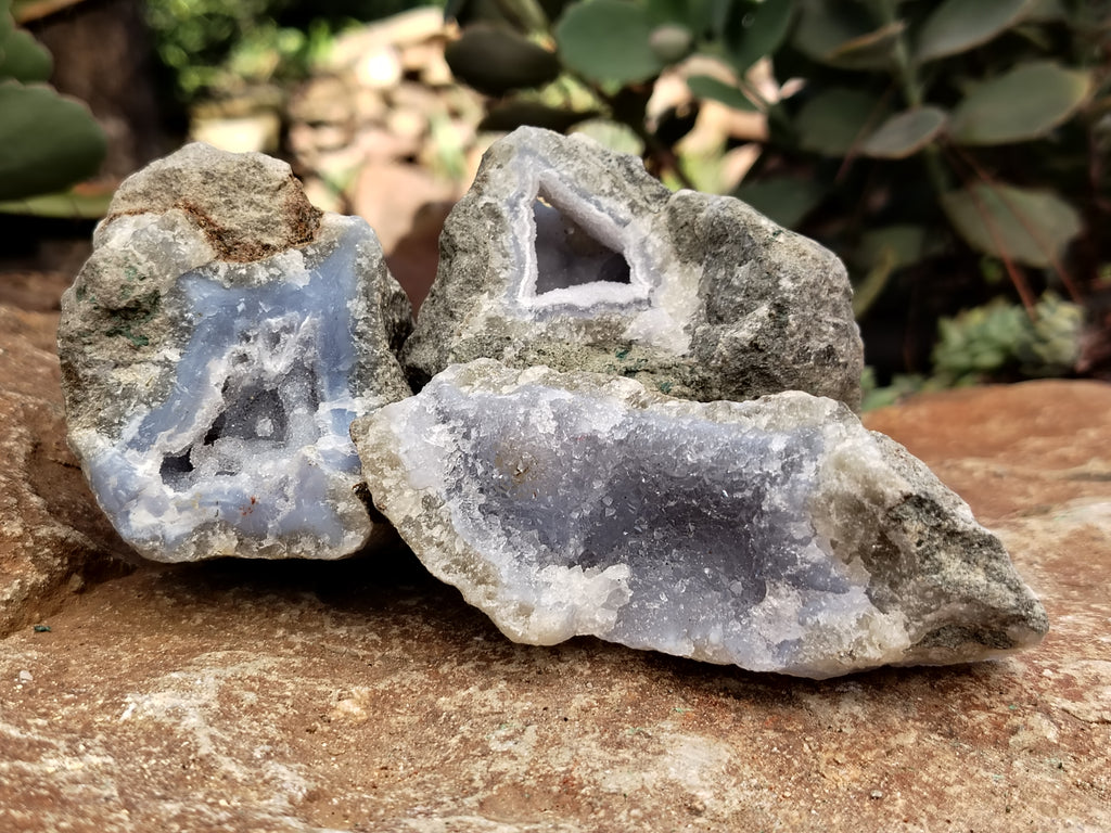 Natural Blue Lace Agate Geode Specimens x 12 From Nsanje, Malawi - Toprock Gemstones and Minerals 