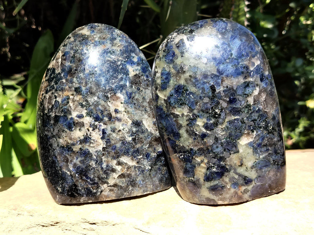 Polished Iolite Standing Free Forms x 2 From Ambatofinandrahana, Madagascar - Toprock Gemstones and Minerals 