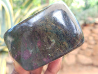 Polished Ruby Corundum In Chrome Verdite Standing Free Forms x 3 From Zimbabwe - Toprock Gemstones and Minerals 