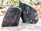 Polished Ruby Corundum In Chrome Verdite Standing Free Forms x 3 From Zimbabwe - Toprock Gemstones and Minerals 