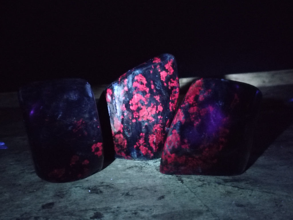 Polished Ruby Corundum In Chrome Verdite Standing Free Forms x 3 From Zimbabwe - Toprock Gemstones and Minerals 