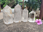 Polished Frosted Quartz Crystal Points x 4 From Madagascar - Toprock Gemstones and Minerals 