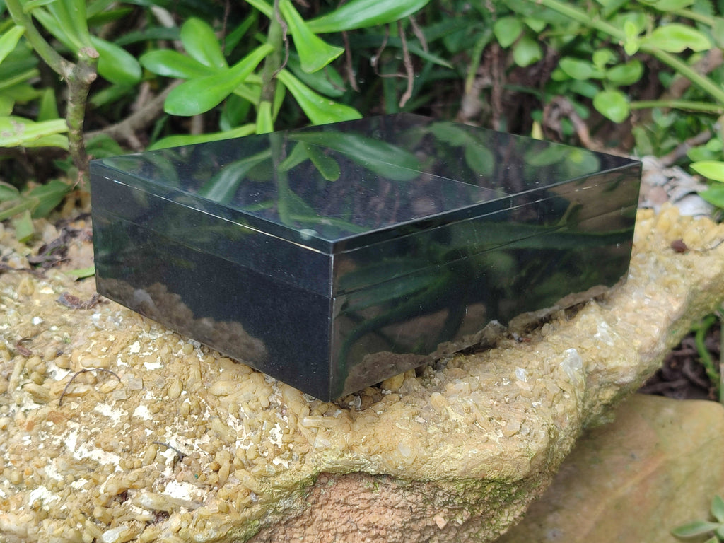 Hand Made Black Basalt Jewellery Box x 1 From South Africa - Toprock Gemstones and Minerals 