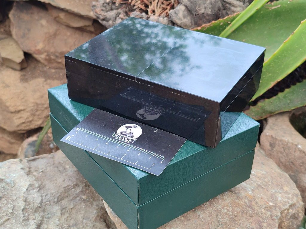 Hand Made Black Basalt Jewellery Box x 1 From South Africa - Toprock Gemstones and Minerals 